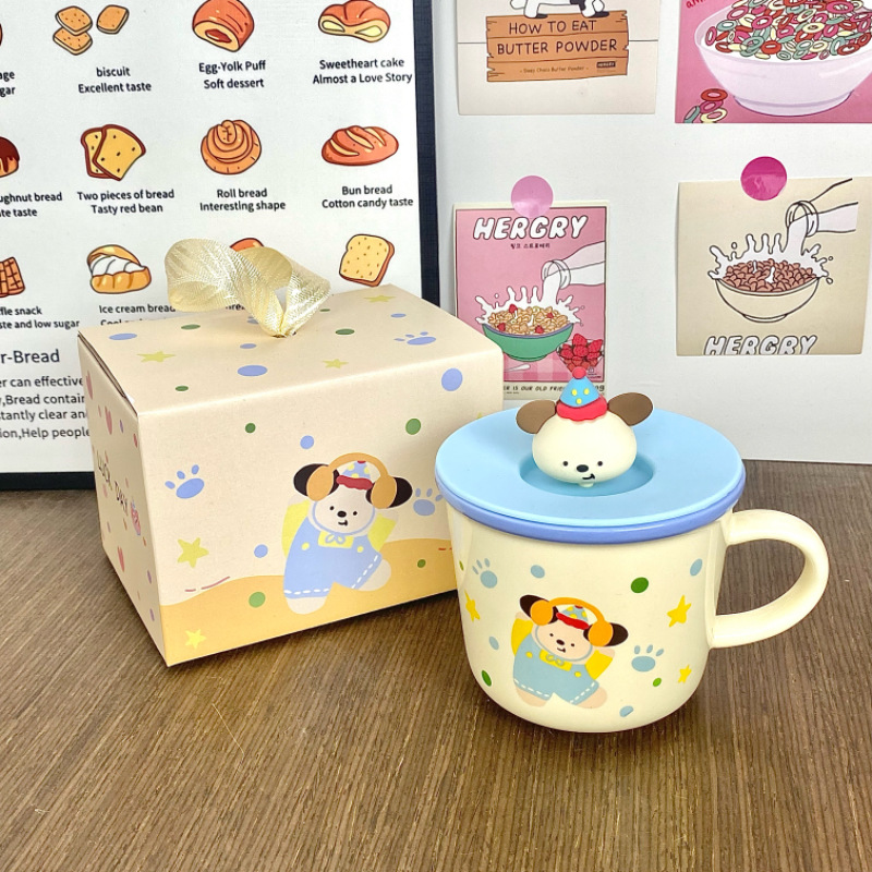 Ins adorable perro taza de cerámica de alto valor de visualización copas de agua regalo de cumpleaños copas de regalo de oficina