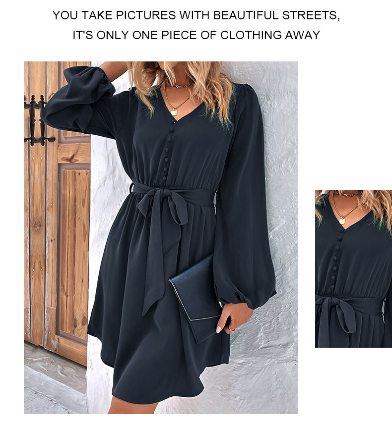 Abito da donna a maniche lunghe con scollo a V_voghion.com