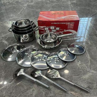 Cross-Border Stainless Steel Pot Set Combination Home Kitchen Uncoated Milk Pot Soup Pot Multi-Functional Kitchen Utensils and Pots Wholesale
