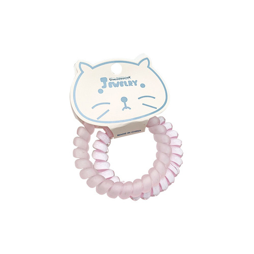 Candy color transparent frosted phone cord hair tie 2 card-packed Korean style simple seamless rubber band high-end headband hair accessories