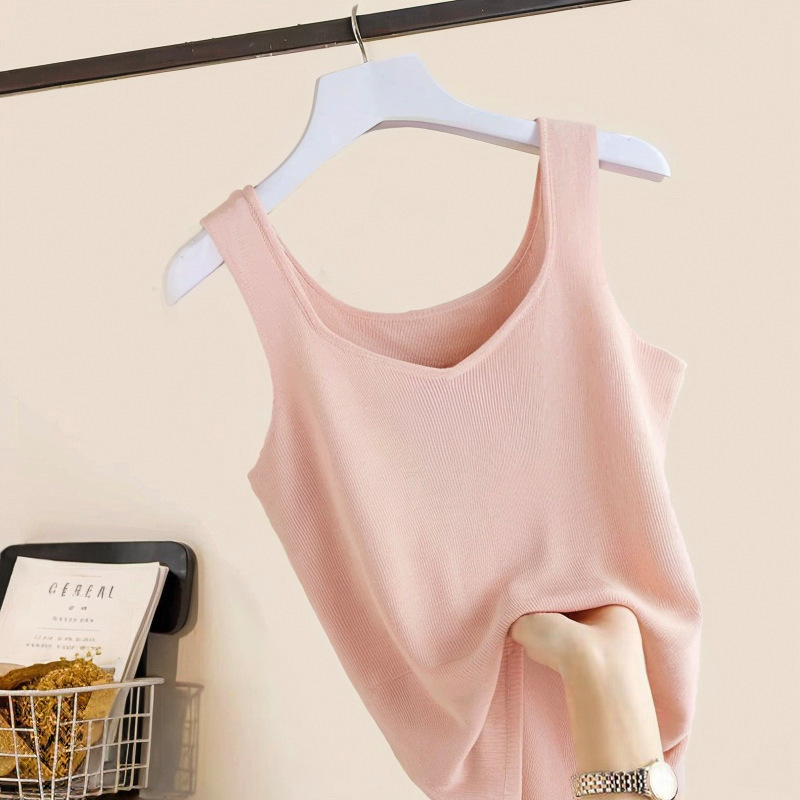Ice Silk V-neck Knitted Camisole Women's Summer New Design Sense plus size Suit Inner Wearing Outer Wearing Base Top