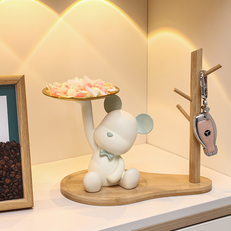 창조적 인 폭력 곰 트레이 장식 키 스토리지 간단한 거실 현관 장식 집들이 선물 도매