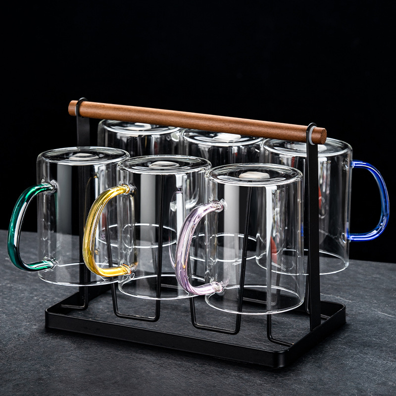 Taza de vidrio de alta sensación resistente al calor simple taza de leche taza de agua para beber taza de té verde sala de estar hogar set de agua