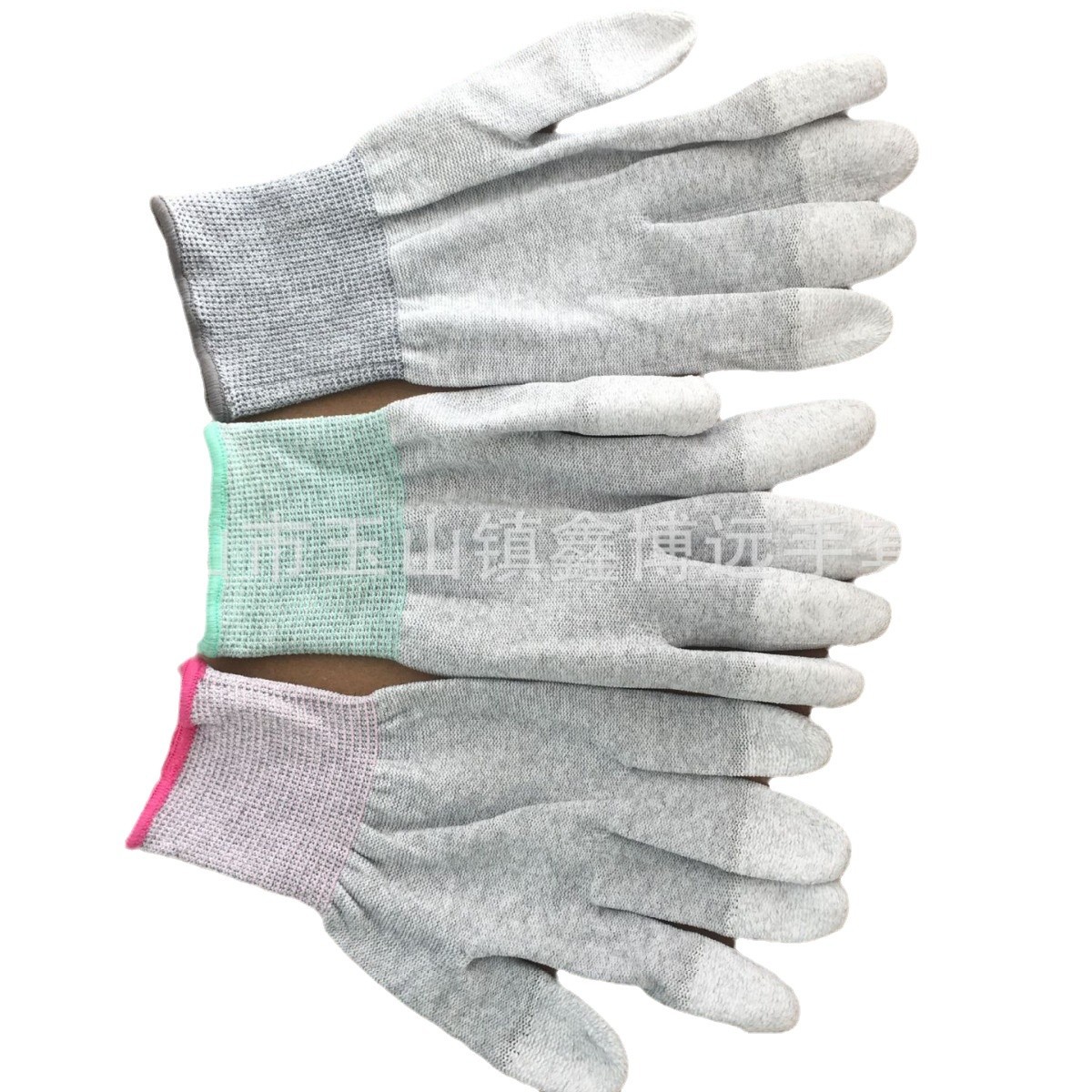 劳保手套13针碳纤维PU涂指手套 防静电涂指手套 灰色涂指防滑手套