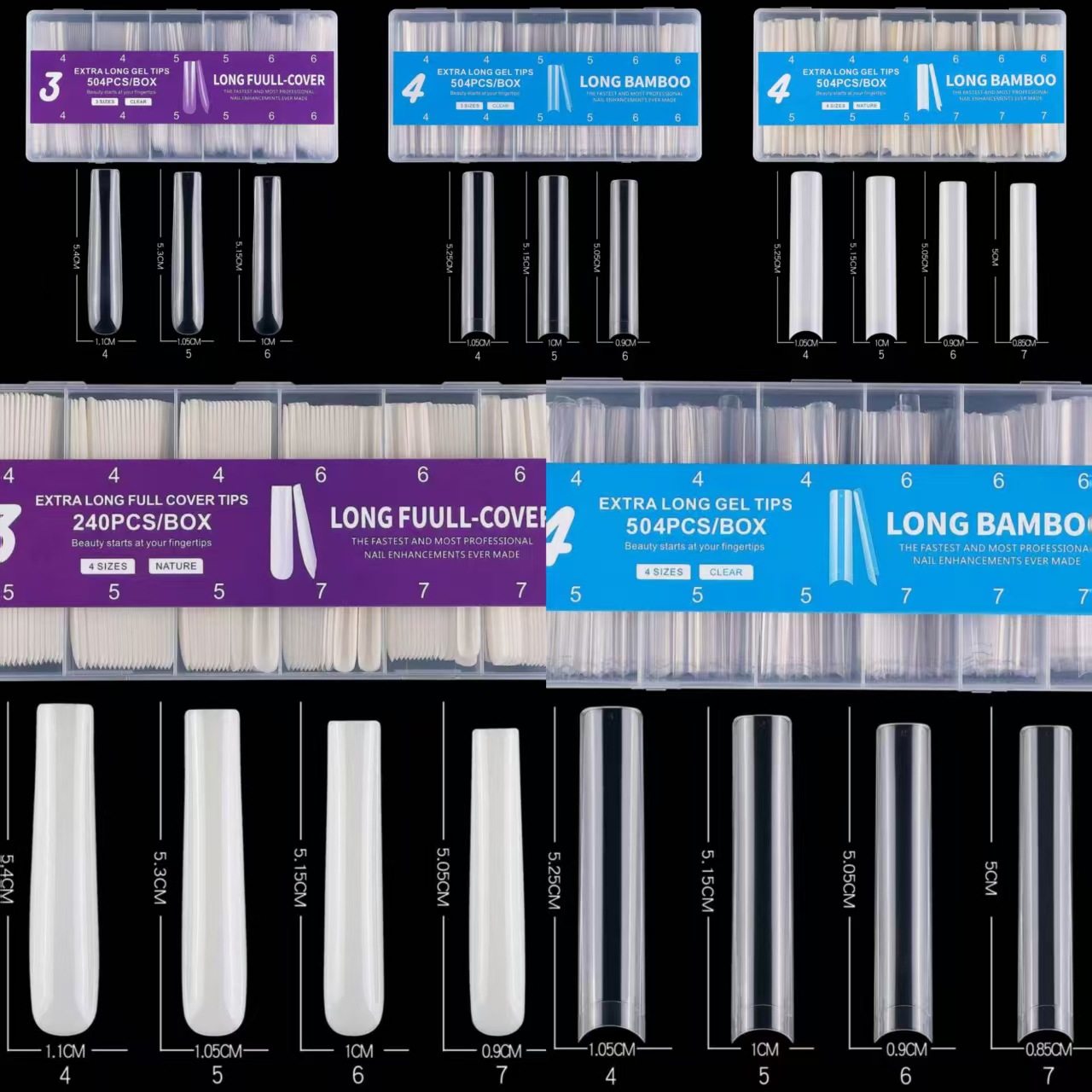 extra-long transparent fake nails