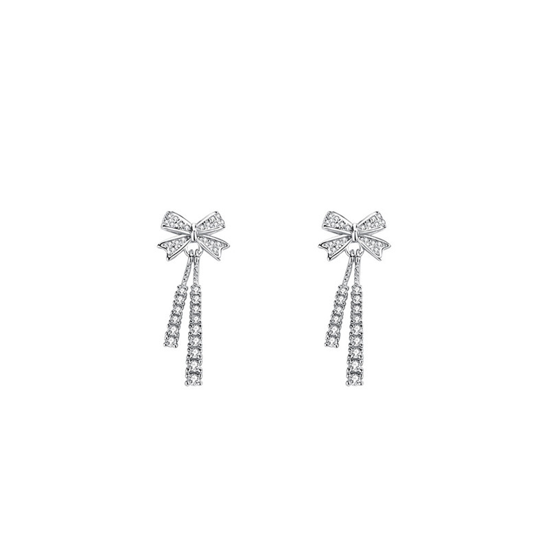 Orecchini a lobo a forma di fiocco in argento puro 999_voghion.com