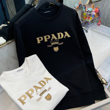 轻奢大牌新款卫衣男士大LOGO纯棉重磅圆领时尚帅气个性品牌打底衫