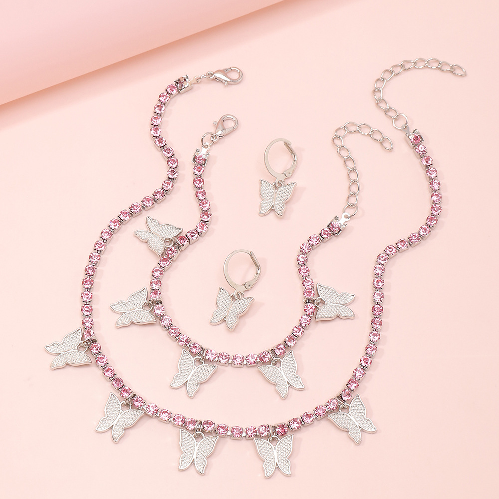 Wholesale Jewelry Children's Butterfly Pendant Necklace Earring Bracelet Three-piece Set Nihaojewelry display picture 15