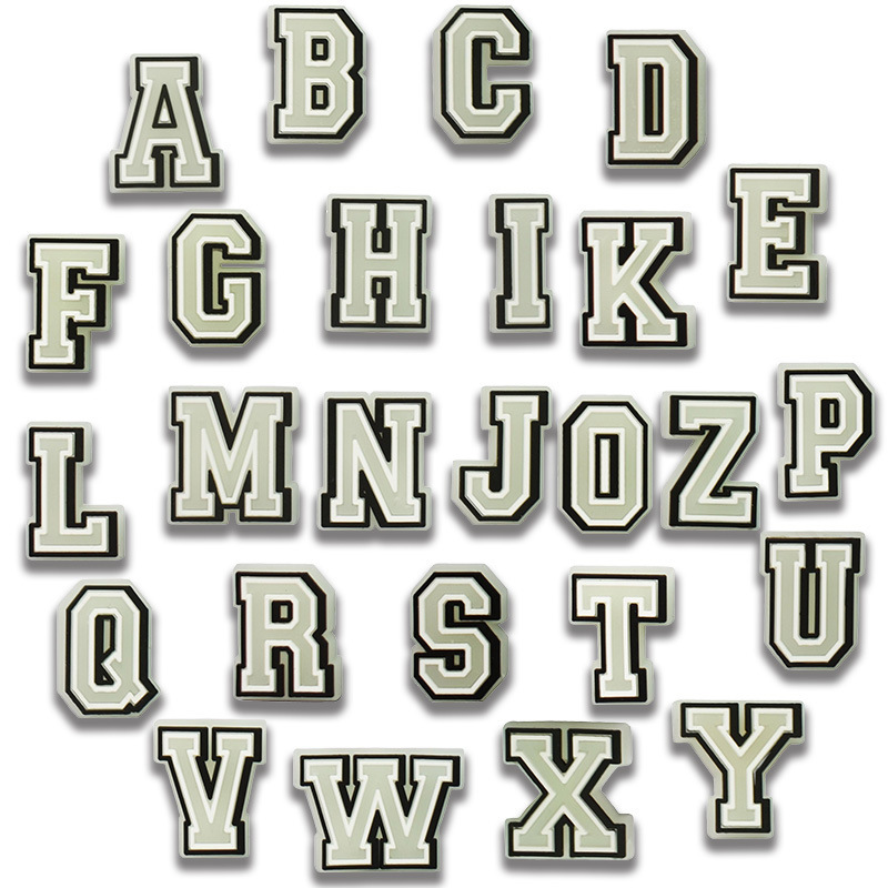 Cross-Border Letter Luminous Shoe Charms, Shoe Accessories, Eco-Friendly Pvc Soft Rubber Decorative Shoe Clips, Croc Free Combination