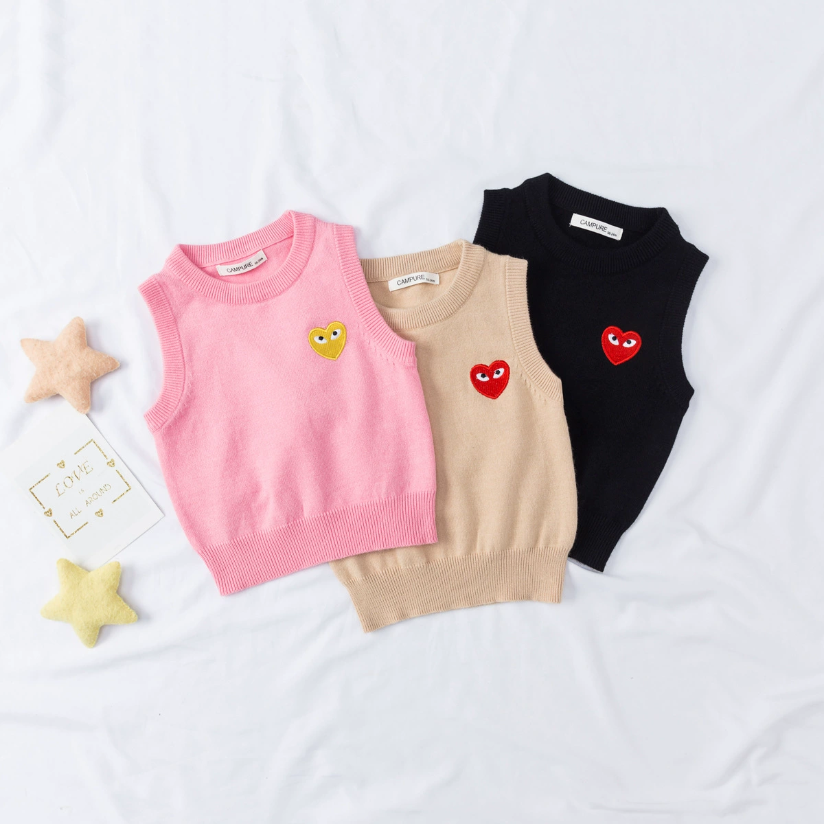 В наличии детская одежда Осенний жилет любви шерстяной жилет кролик бархат бутон основной пряжи свитер вязаный в британском стиле