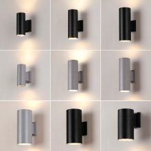 户外LED防水壁灯双头单头圆形外墙上下射灯庭院室外柱子围墙灯