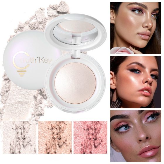 Truth key small bulb monochrome high-gloss freeze-dried powder cake three-dimensional pearlescent eye shadow nose shadow shaping glitter powder