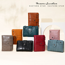 跨境ins短款女士钱包PU小清新两折可折叠長夹高级感手拿银包purse