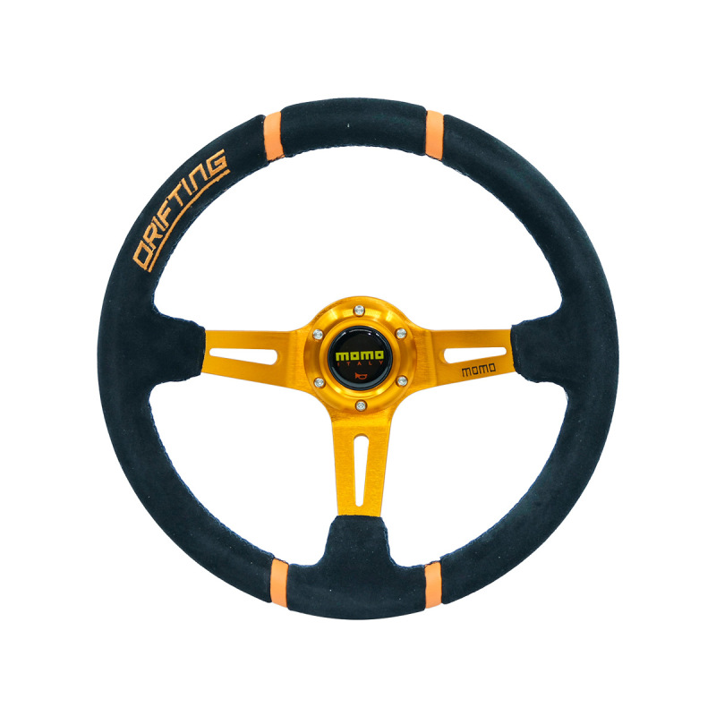 Hot-Selling 14inch Momo Car Modification Quick-Release Steering Wheel with Suede Leather Deep Concave Racing Steering Wheel