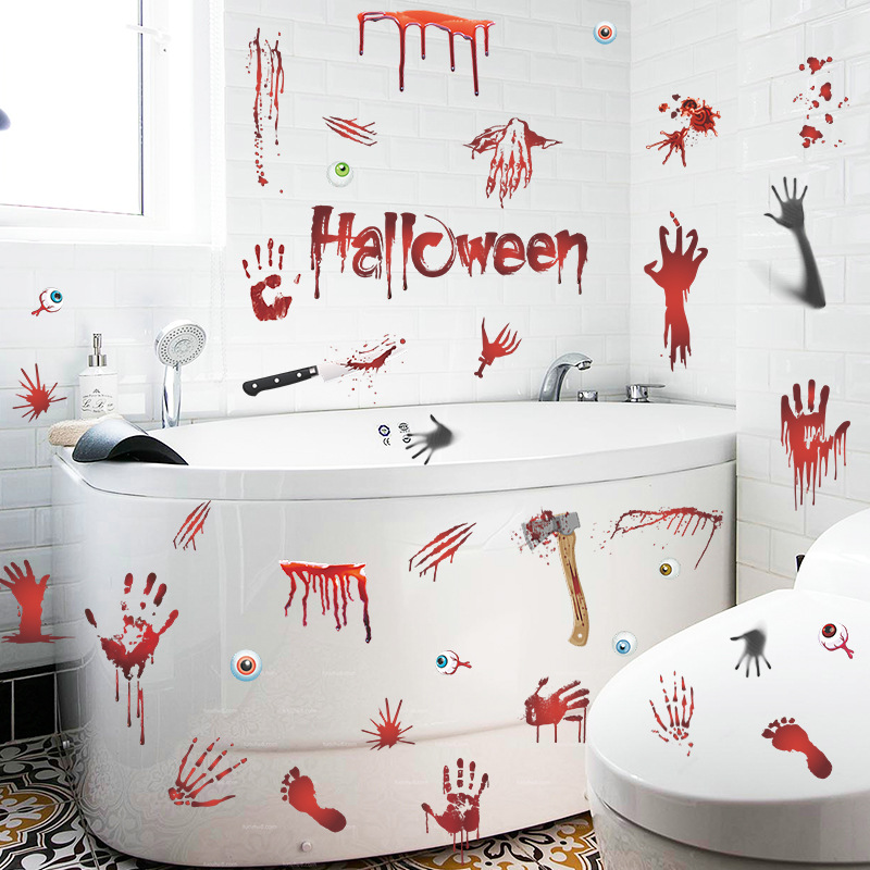 Wholesale Bloody Handprint Footprints Halloween Pattern Wall Sticker Nihaojewelry display picture 6