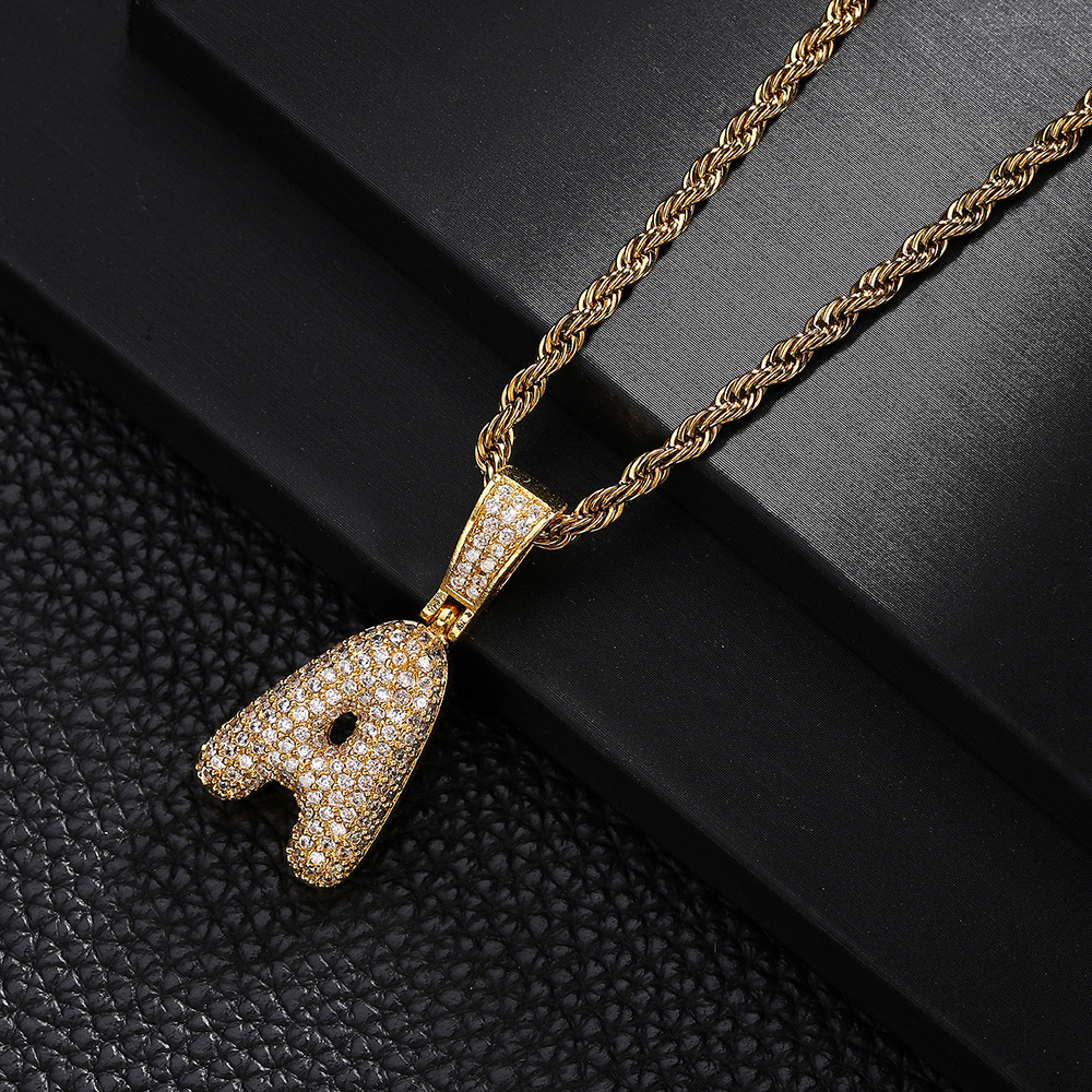 Nuevo cross-border 26 letras inglesas colgantes collares de bronce y piedra collares de moda simplista para hombres y mujeres