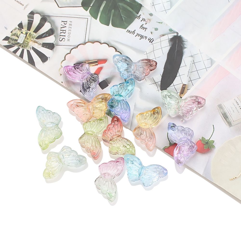 50 PCS/Package 8 * 15mm Hole 1~1.9mm Glass Butterfly Beads display picture 1