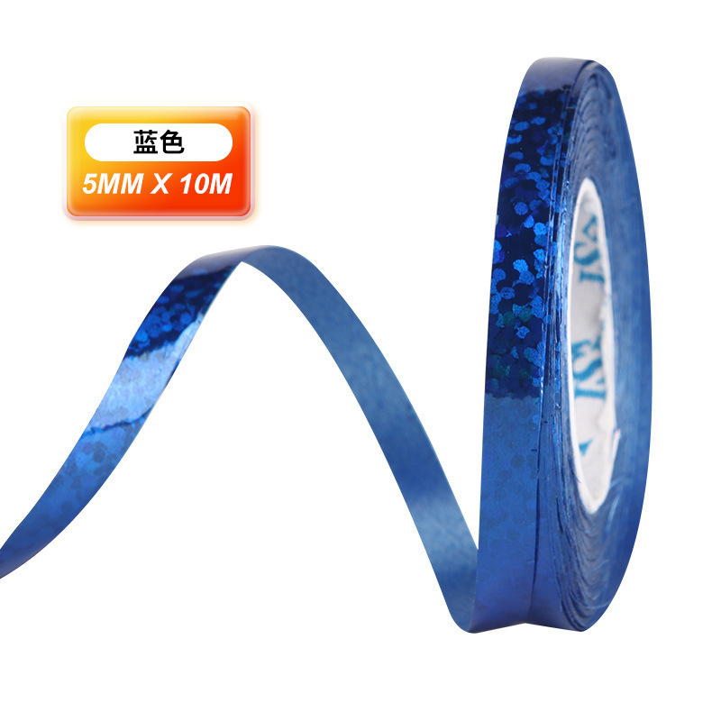 Fábrica directa 10 m cinta láser 5mm ancho globo guirnalda cinta decoración boda vacaciones cinta decorativa al por mayor