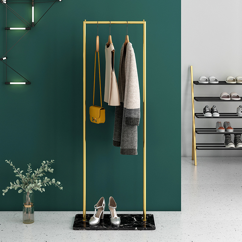 Light Luxury Coat Rack Hanger Floor-Standing Bedroom Marble Hanger Simple Single Rod Household Clothes Rack Bag Rack