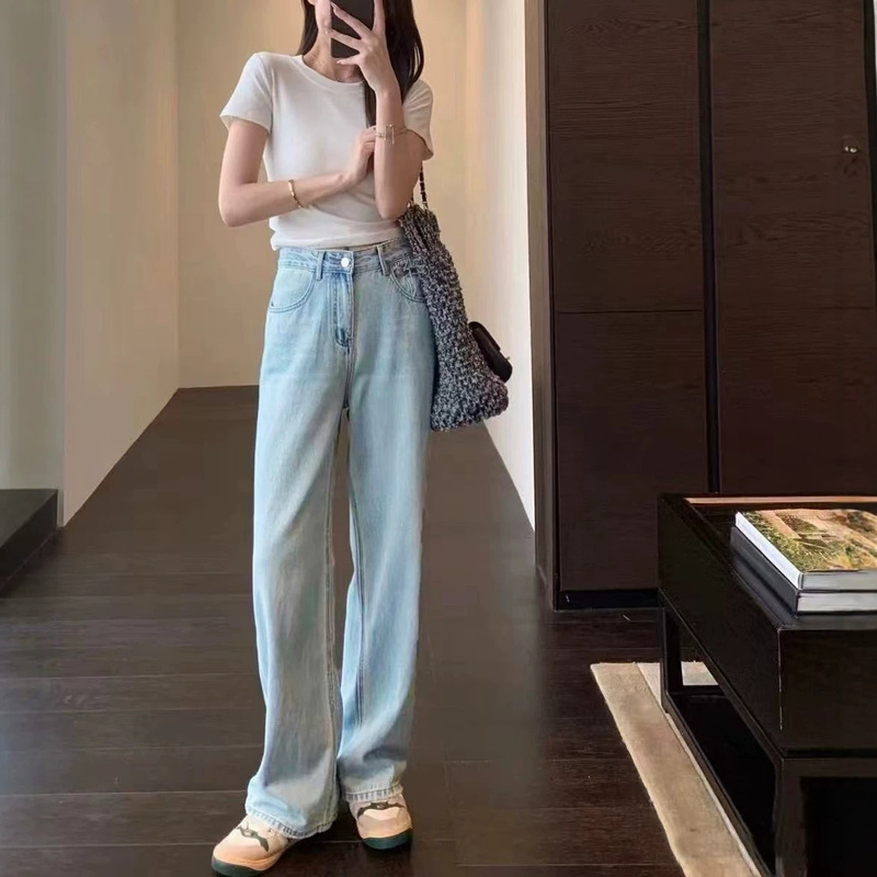 Women's Tencel Straight-Leg Jeans, Summer Thin Style 2026 New Model, Lyocell High-Waisted Light-Colored Narrow Wide-Leg Soft Pants Women's Tencel Straight-Leg Jeans, Summer Thin Style 2026 New Model, Lyocell High-Waisted Light-Colored Narrow Wide-Leg Soft Pants