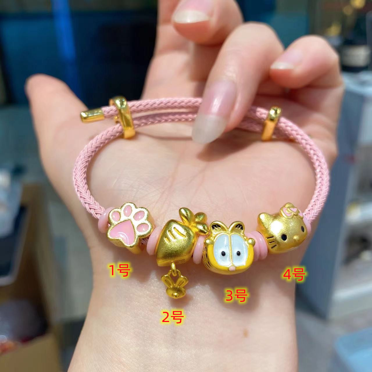 enamel color kitten carrot rabbit cat claw transfer beads bracelet bracelet large hole beads with beads diy accessories