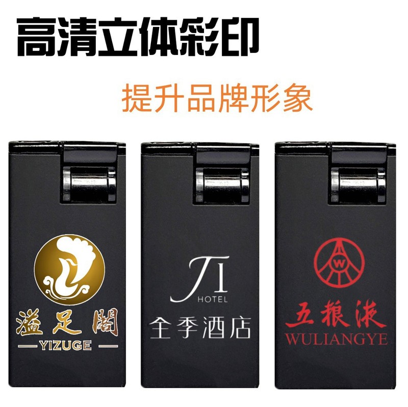 新款网红金属车标充气打火机防风直冲蓝焰创意高档下拉式点火批发|undefined