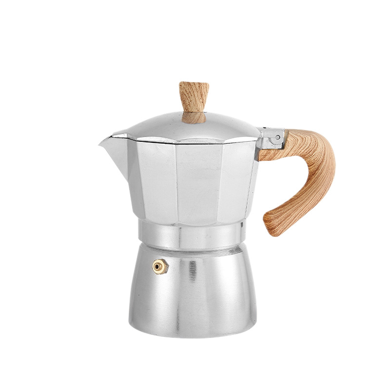 Macca italiana cafetera de aleación de aluminio casera cafetera de madera resistente al calor aparato de extracción de café concentrado image 6