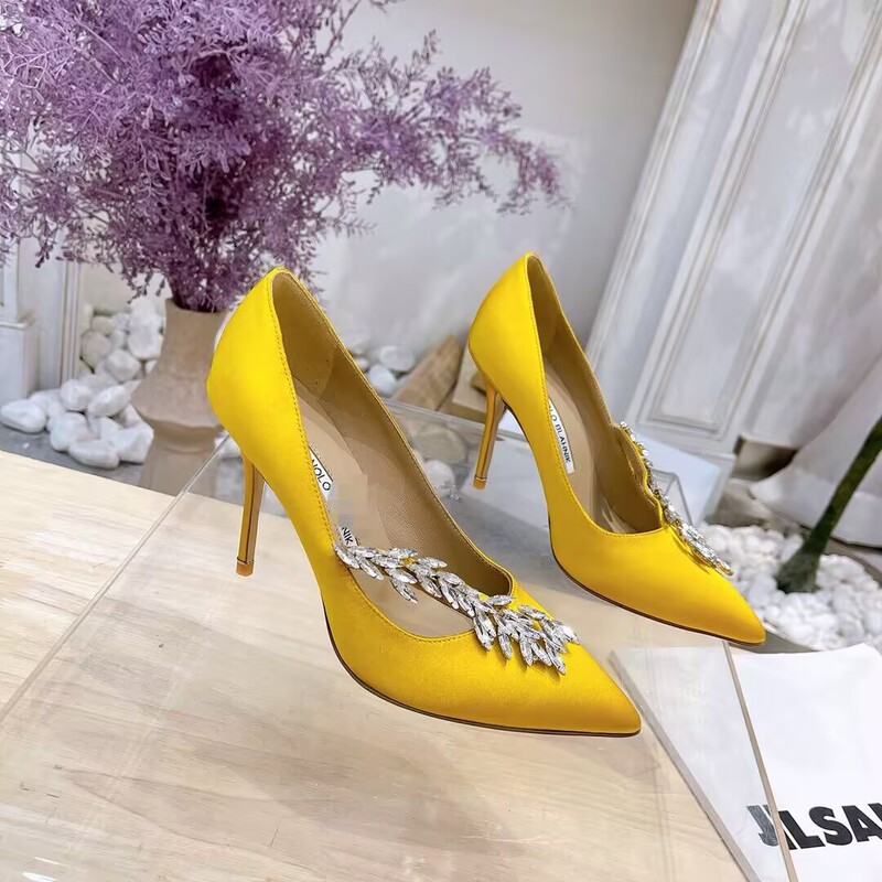 European Station 25 Spring New Mb Wheat Wedding Dress Women's Shoes Rhinestone Pointed High Heels Catwalk Banquet Red Wedding Shoes Women