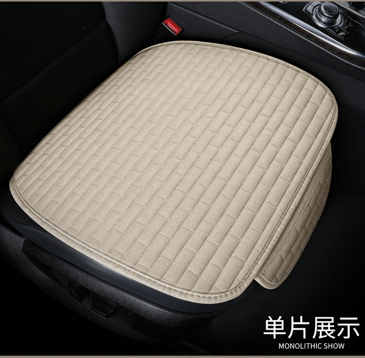 New linen car seat cushion four seasons long grid single seat cushion single square cushion one-piece backrest three-piece seat cushion