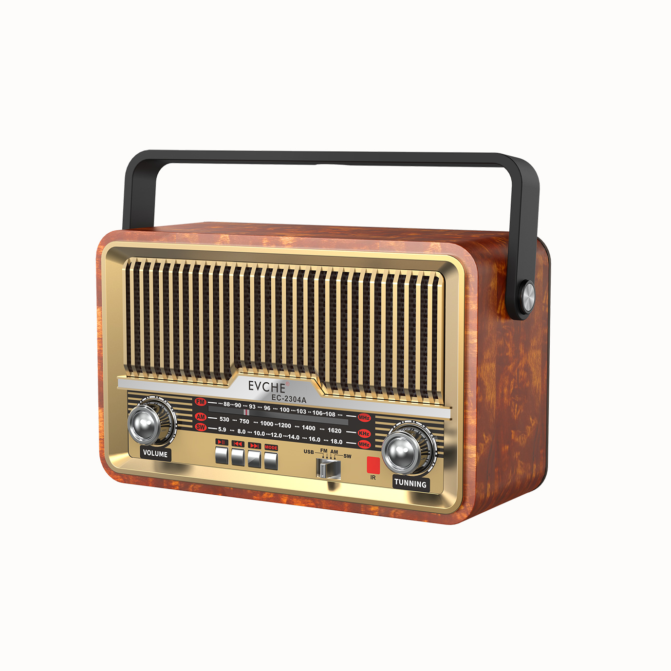 Fábrica de comercio exterior madera radio de banda completa reproductor de tarjetas Bluetooth control remoto retro portátil EC - 2304A image 5