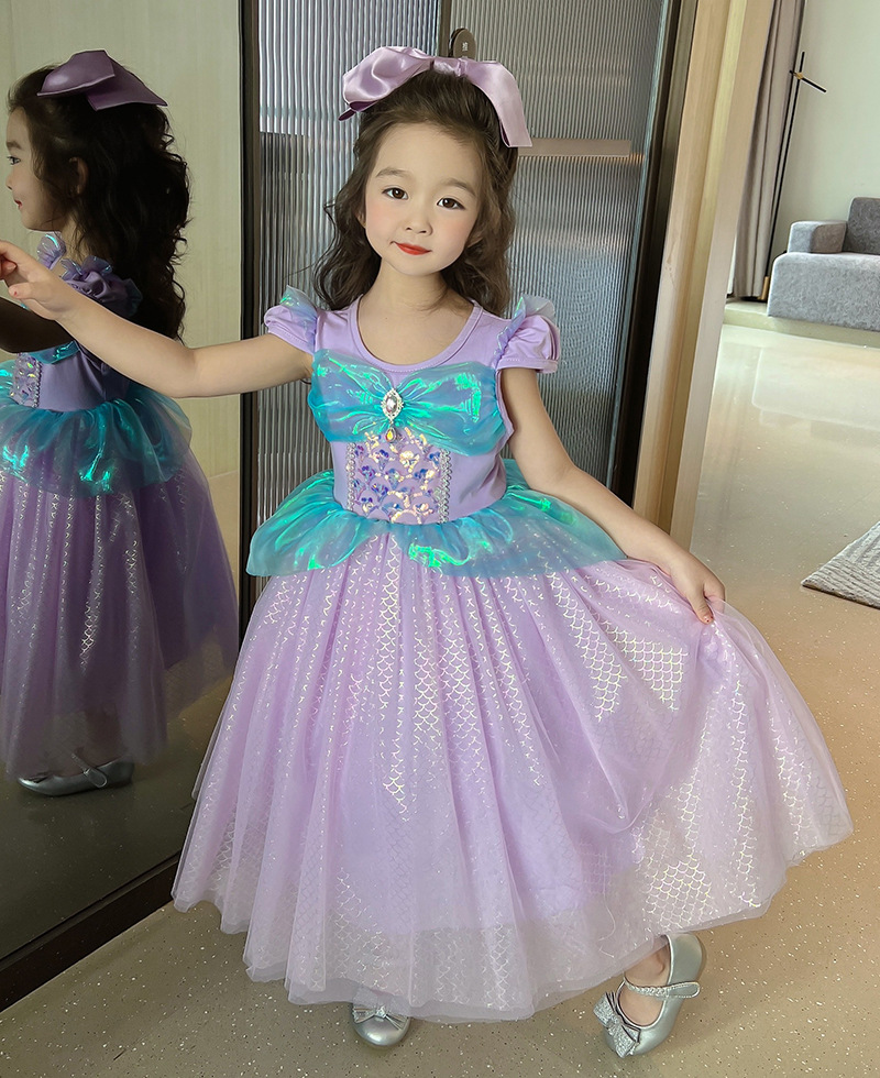 Princess Cute Cartoon Solid Color Flower Cotton Girls Dresses display picture 2