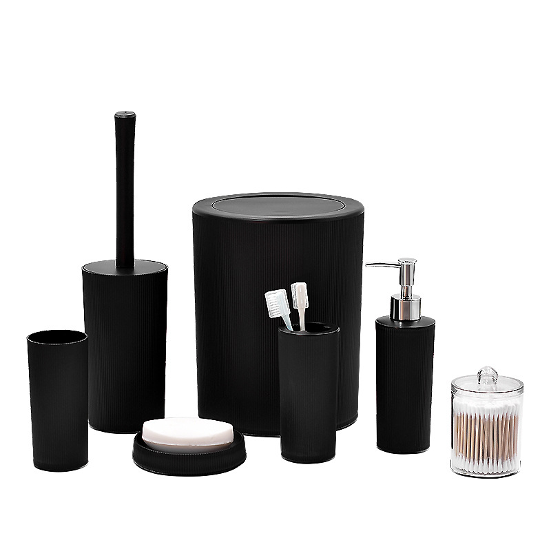 Artículos de baño de plástico algodón puede cepillo de dientes taza de algodón transparente tubo de hisopo traje de cepillo de baño enjuague bucal taza bote de basura