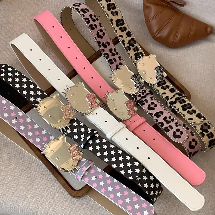 Cute Cartoon Star Kitty Cat Belt Female Sexy Style Subculture Y2K Versatile Jeans Belt Accessories Cute Cartoon Star Kitty Cat Belt Female Sexy Style Subculture Y2K Versatile Jeans Belt Accessories