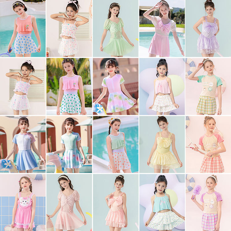 [Boutique Girls/Liquidación] Traje de baño para niñas, vestido dividido para niños de una pieza de verano, traje de baño de estilo occidental
