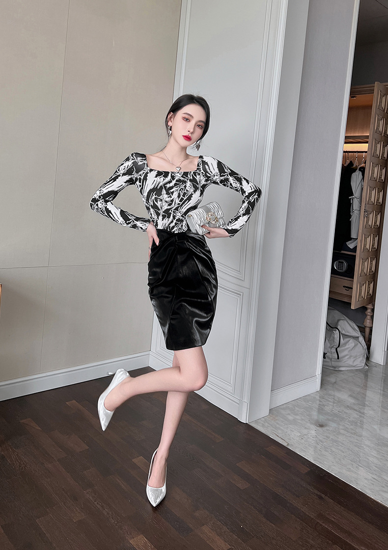 Chân váy bodycon xếp ly nơ cao eo dáng midi thời trang nữ — Màu đen chi tiết 16