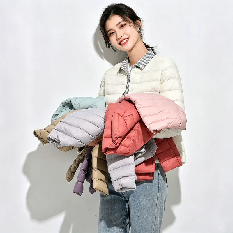2026 new lightweight down jacket inner lining women's short round neck ribbed lightweight winter fashion inner jacket