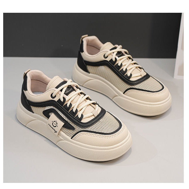 Cadillac cocodrilo zapatos de malla para mujeres 2024 verano nuevo estilo coreano de malla gruesa de suela transpirable zapatos blancos para mujeres