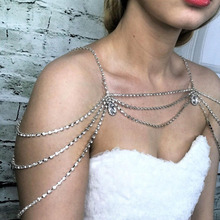 新款锆石水滴链条蕾丝胸链项链肩链设计感气质轻奢时尚小众颈链女