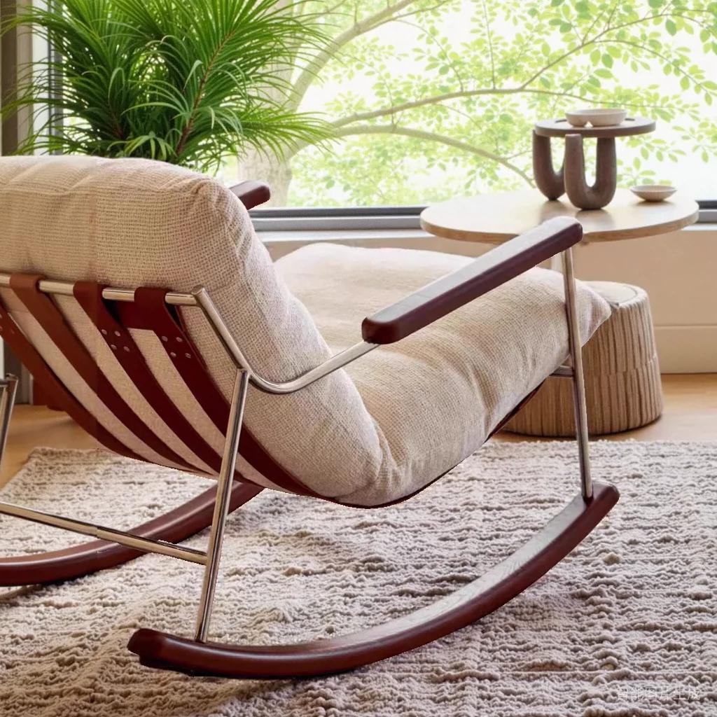 Mecedora Fica, sofá de salón de ocio de lujo ligero moderno, balcón, diseñador, mecedora para dormir individual, silla individual