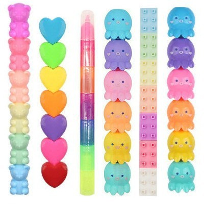 Carrier Pen Independent Set Multi-Color Exploration Queue Macaron Cat Paws Fluorescent Pen Cat Fluorescent Pen