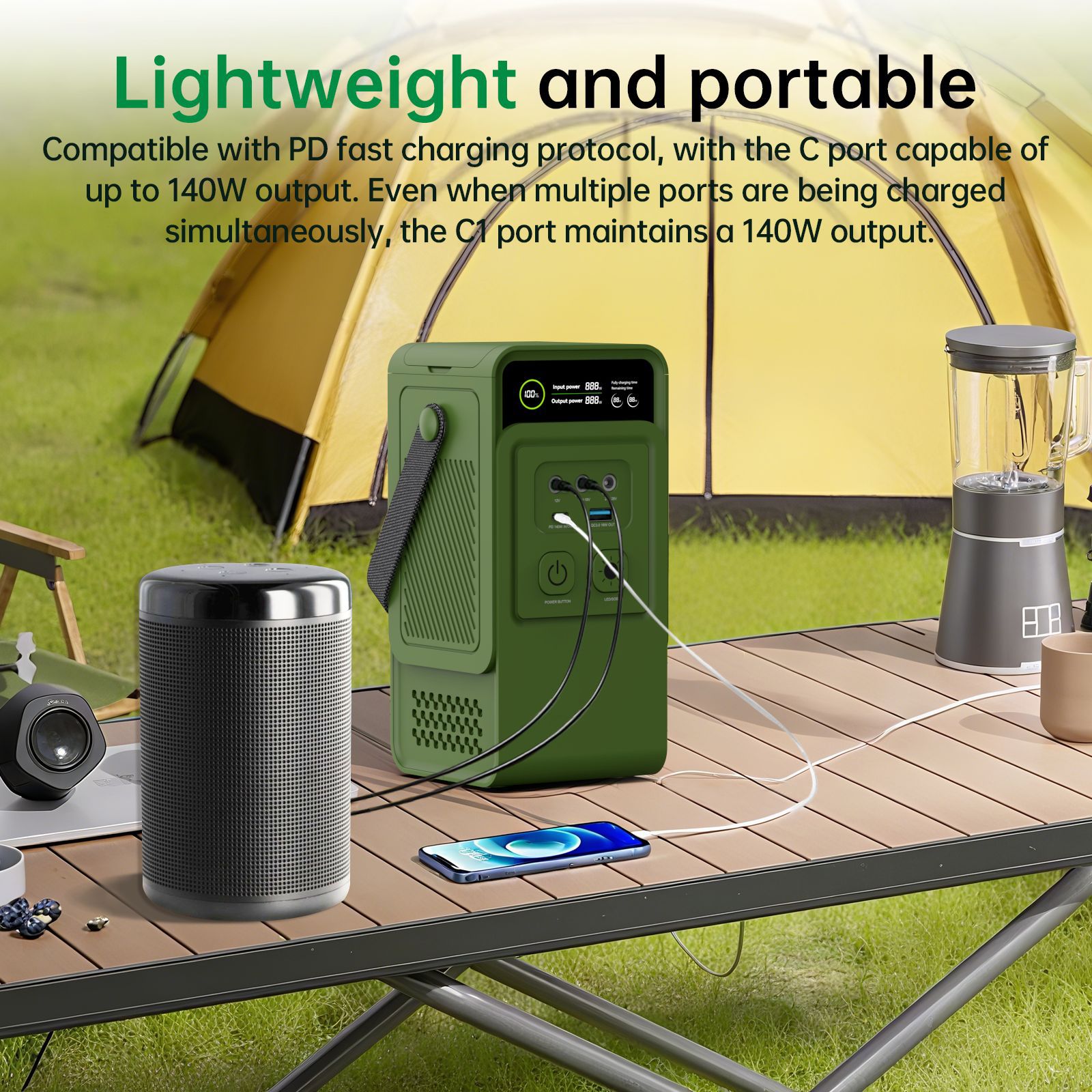 Fuente de alimentación al aire libre 60.000 mA gran capacidad 200W fuente de alimentación al aire libre paneles solares fotovoltaicos fuente de alimentación portátil