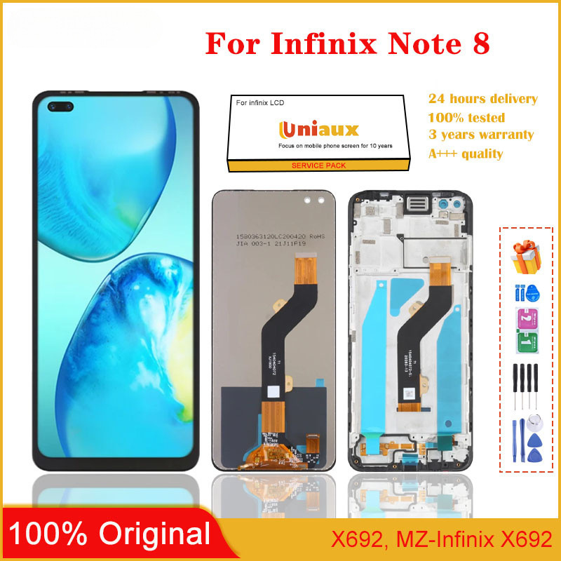 Suitable for Transsion Infinix Note 8 Screen Lcd Mobile Phone Display Internal and External Screen with Frame Assembly Lcd