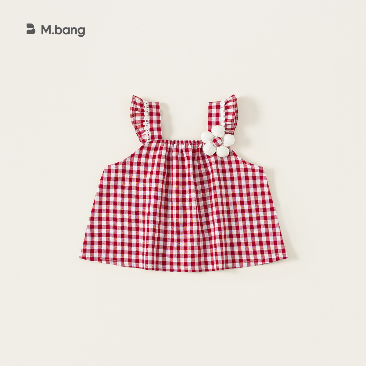 Youbao ropa para niños estilo de vacaciones estilo verano top para niñas camisa de bebé a cuadros roja estilo delgado cabestrillo para niñas ropa de bebé