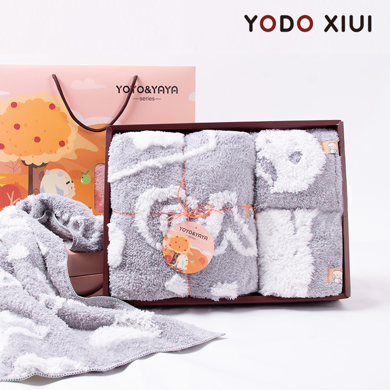 日本立體提花毛巾印花浴巾送人禮盒盲盒套裝結婚伴手禮毛巾禮盒