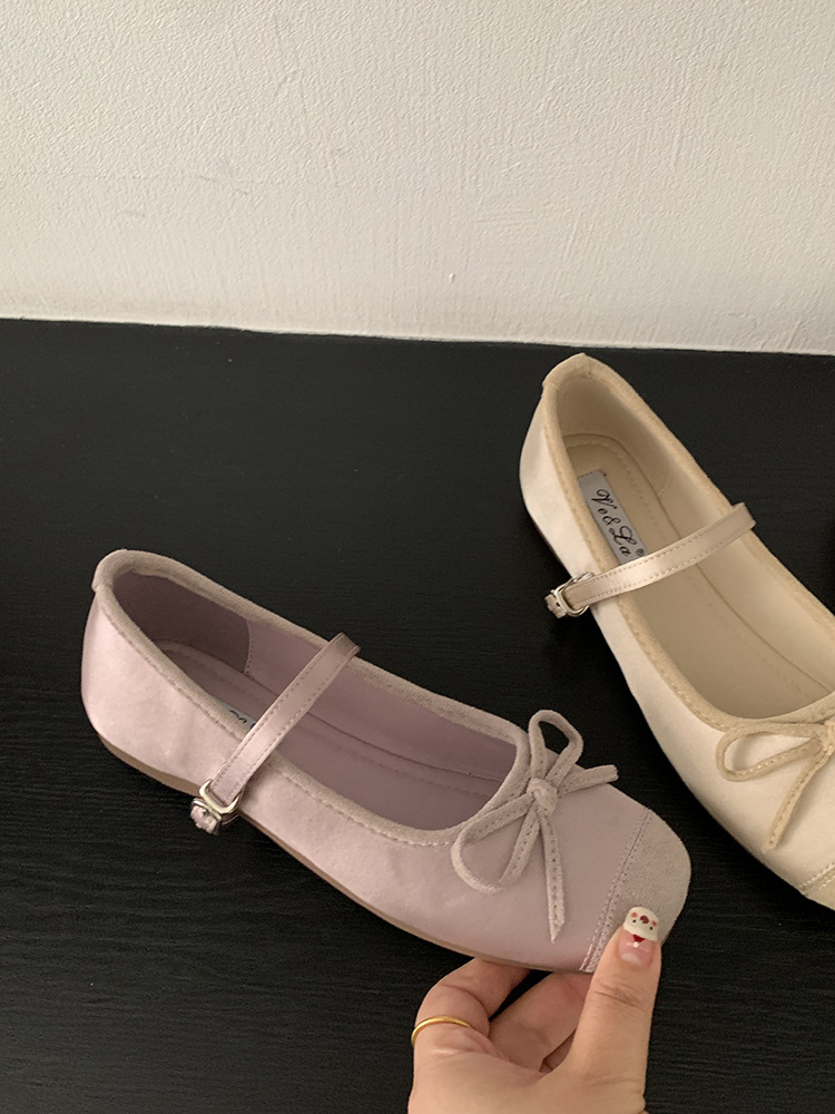 Zapatos Mary Jane de lazo suave francés, zapatos de mujer, aumento de principios de primavera, nuevos zapatos de ballet con faldas, zapatos individuales