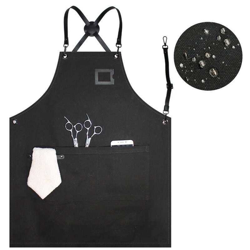 Delantal de lona gruesa logotipo personalizado Cafetería Restaurante leche tienda de té peluquería Correa guardapolvos delantal al por mayor