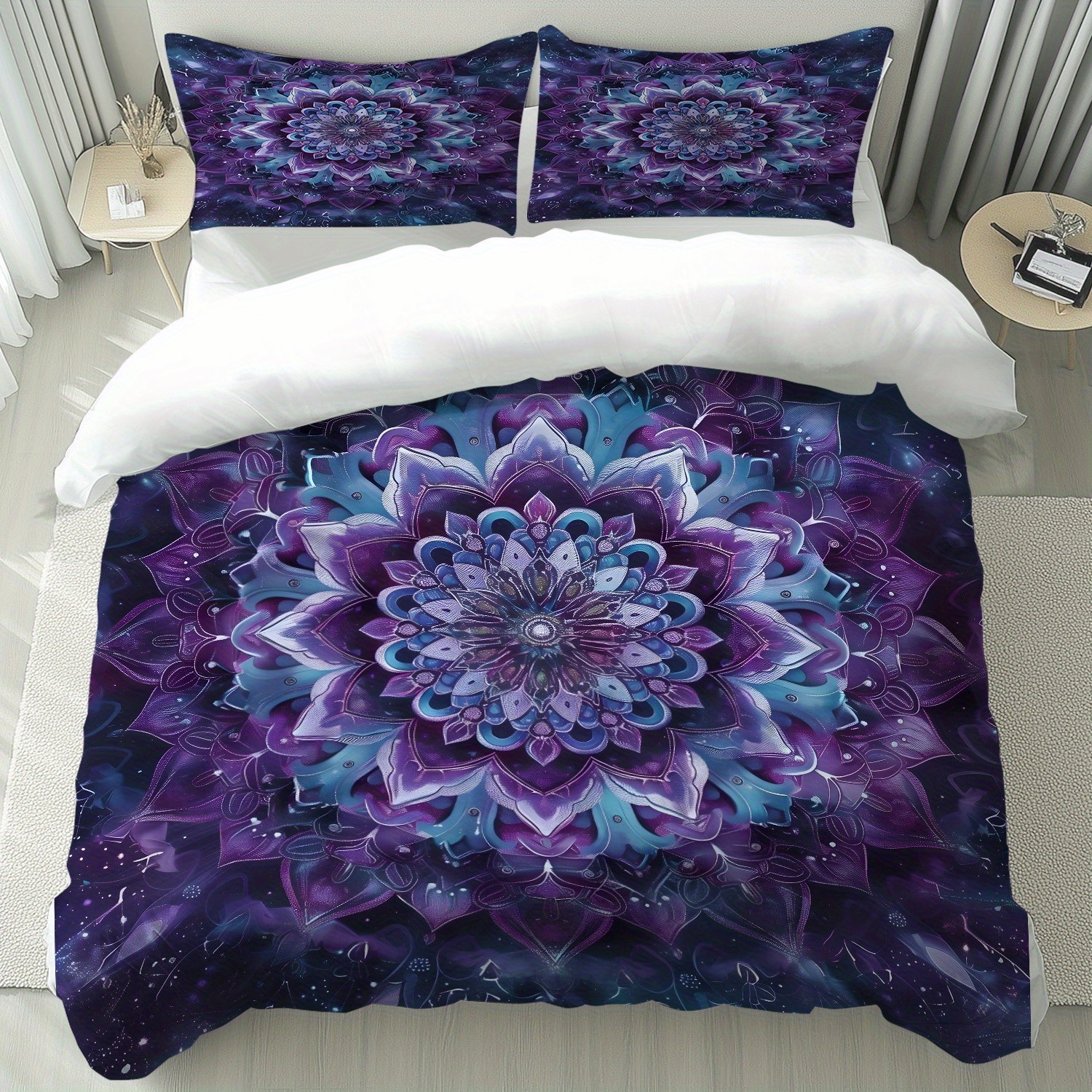 Transfronterizo textil para el hogar Mandala impresión digital quilt kit suave piel transpirable portador TEMU / JIT