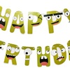 Children's birthday party decorative monster letters, flag, expression pull flowers Happy BIRTHDAY banner hanging bar