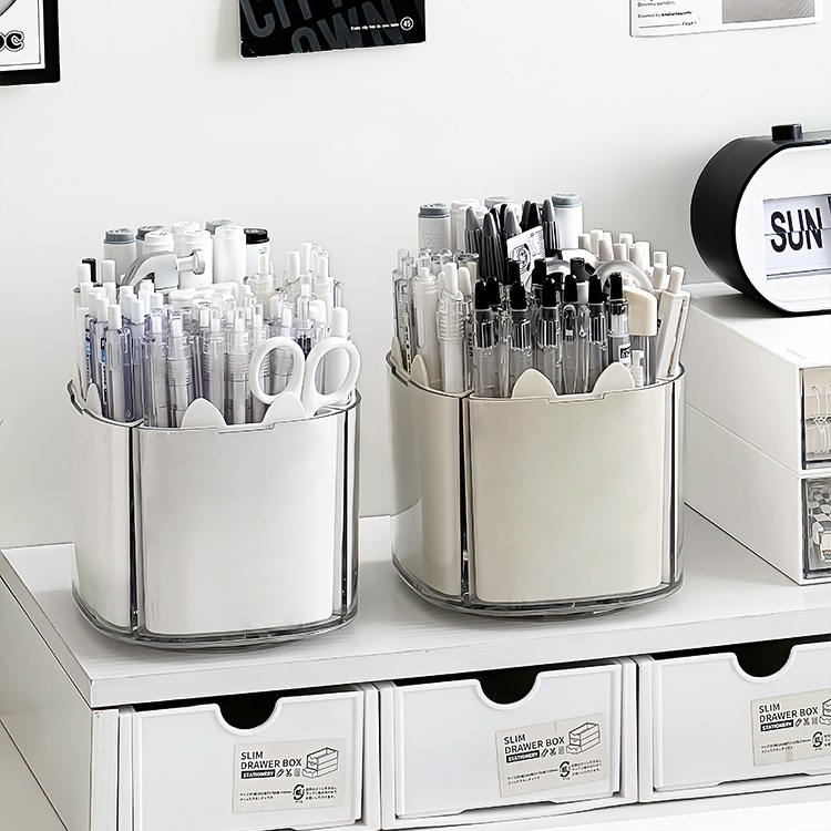 회전 펜 저장 상자 빛 고급 사무실 데스크탑 학생 어린이 문구 아크릴 창조적 인 펜 배럴