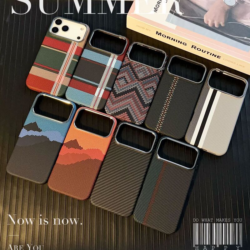 Carbon Fiber Magnetic Suction Suitable for Iphone17 Mobile Phone Case Personalized 16 Metal Lens Frame 15Pro Anti-Fall Protective Case